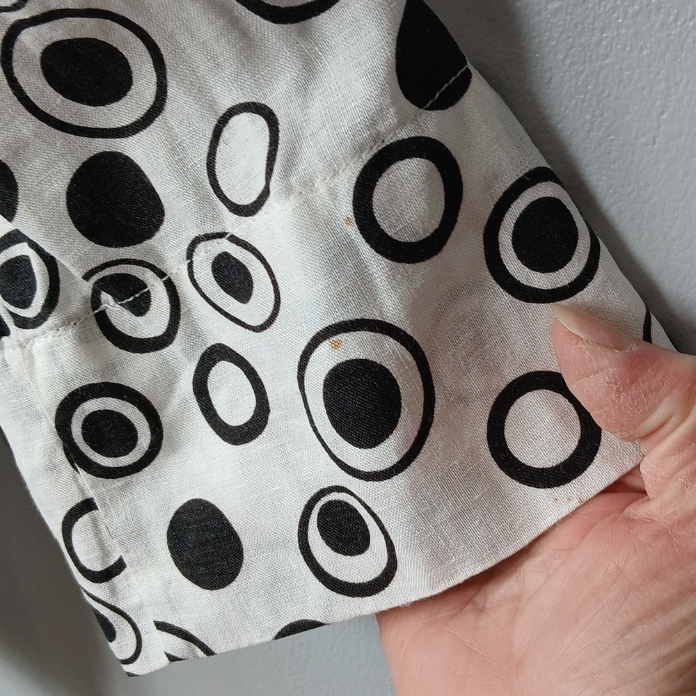 Courtney Washington Linen Black and White Polka Dot Blouse Womens Medium - Picture 6 of 7
